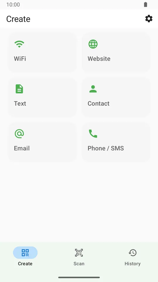 QR Code Generator - QR Creator V3.0.0 — Create screen with QR content types