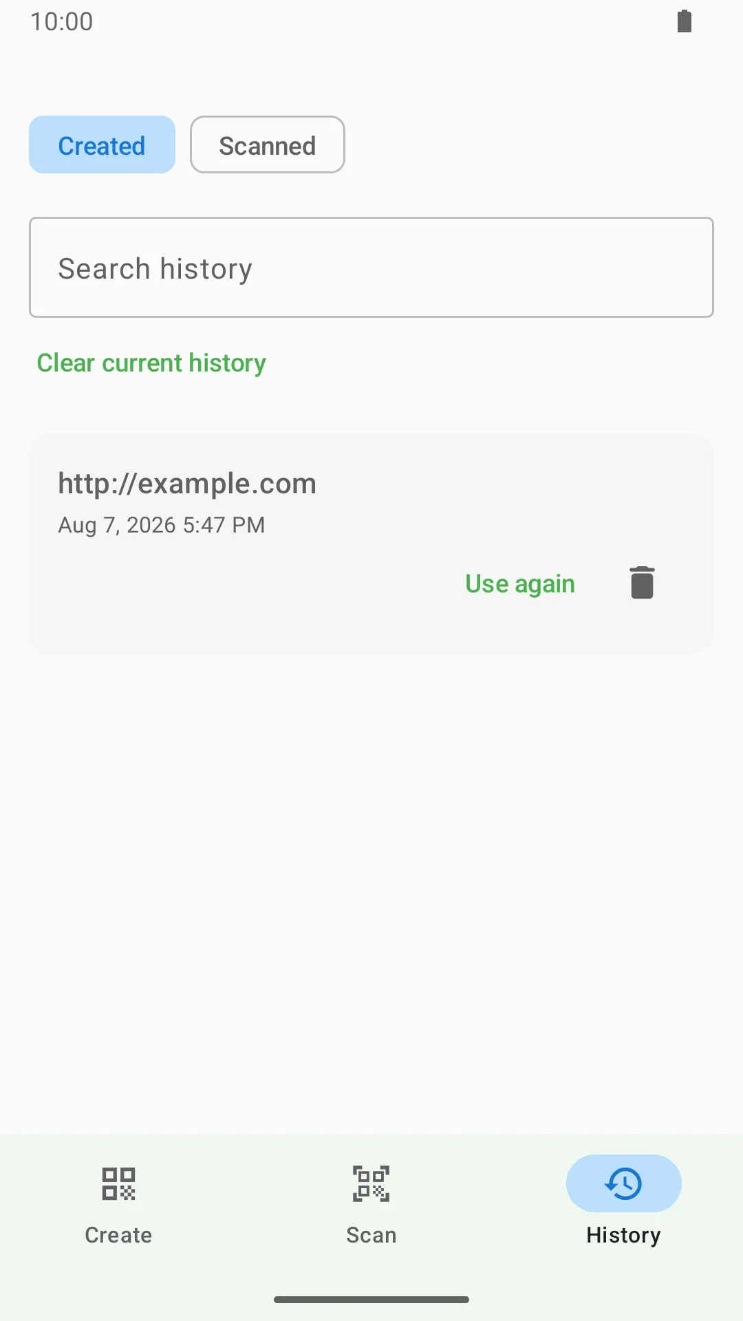 QR Creator V3.0.0 local created and scanned history