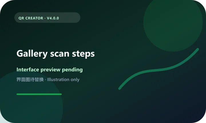 Illustration placeholder for QR Creator gallery scan steps; interface preview pending.